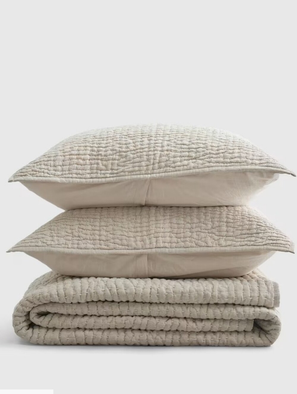 Quince European Linen Cotton Stitch Quilt Set - natural
